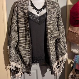 Fringe Cardigan Sweater Shawl